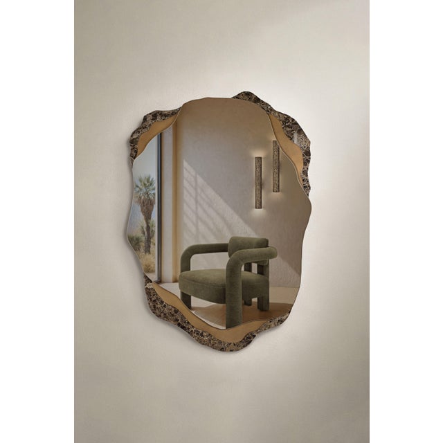 Double Arch Armchair in Brown Chenille from Insidherland For Sale - Image 6 of 10