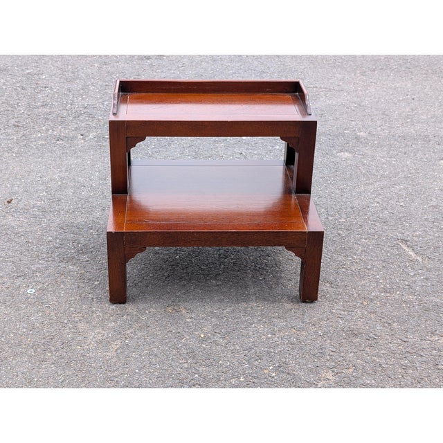 Chippendale Vintage Drexel Heritage Mahogany Chippendale Style Bed Steps Library Step Stool For Sale - Image 3 of 8