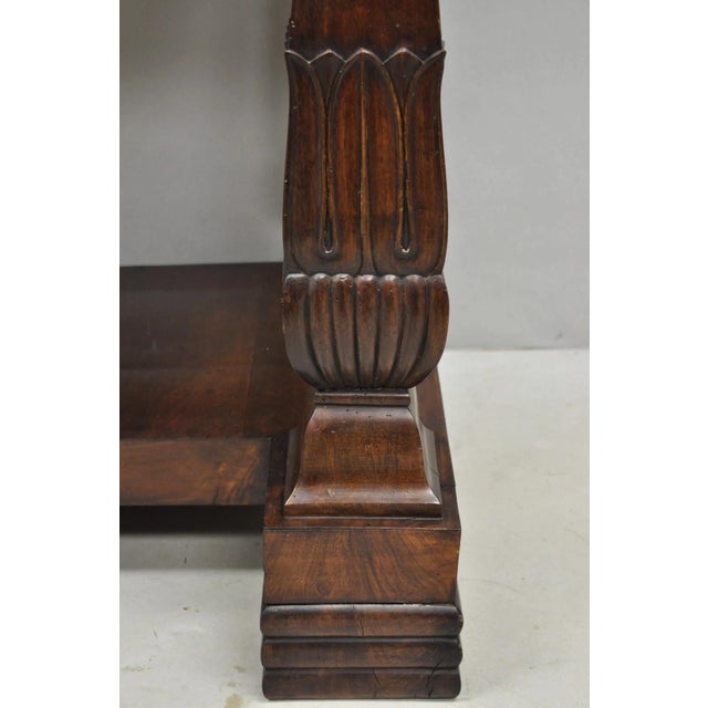 Antique French Empire Mahogany White Marble Top Console Hall Table W/ Drawer For Sale - Image 4 of 18