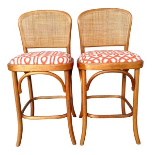 Bentwood & Cane Barstools - A Pair For Sale