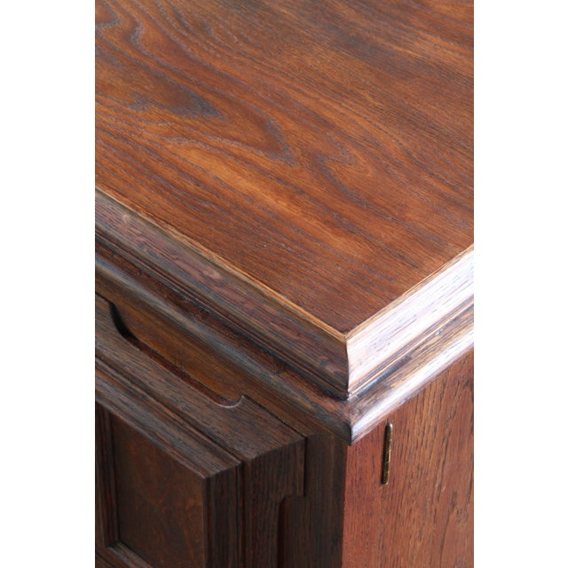Large Vintage Brutalist Danish Dark Stained Oak Sideboard, 1940s For Sale - Image 16 of 18