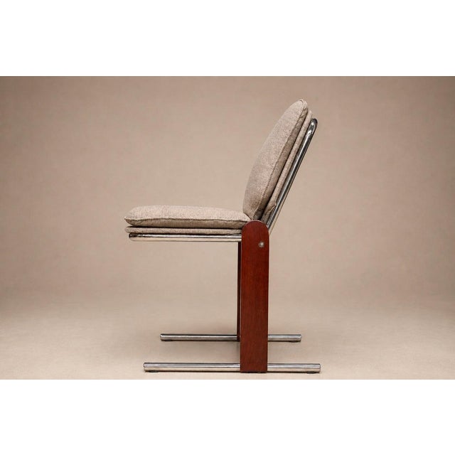 Percival Lafer “Contempo” Dining Chairs, Set of 4 — Hardwood, Chrome & Chenille, Brazil, 1970s - Lot 476B For Sale - Image 10 of 18