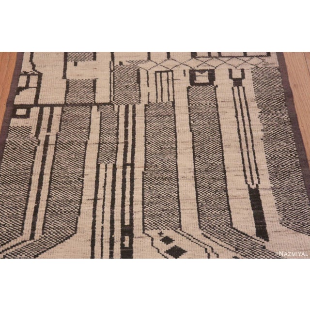 Nazmiyal Collection Light Cream Color Tribal Geometric Contemporary Runner Rug For Sale - Image 4 of 6