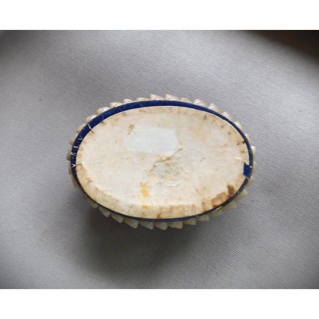 1910s Antique Victorian Shell Wwi, Navy Sailor Valentine Gift, Oval Boudoir Jewelry Ring Box For Sale - Image 5 of 9