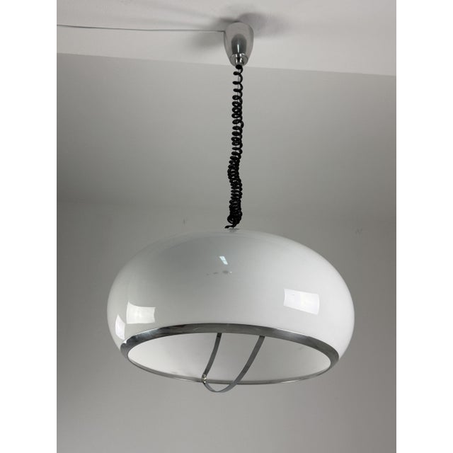 Large Stilux-Milano drop-down pendant lamp, 1970s Diameter 60 cm. Height of the lamp alone 35 cm (120 cm including the...