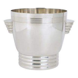 1940s Art Deco Silver Plate Wine Cooler, Ice Bucket by French Silversmith Desvignes For Sale