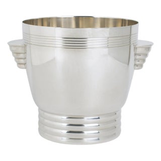 Art Deco Silver Plate Wine Cooler, Ice Bucket by French Silversmith Desvignes For Sale