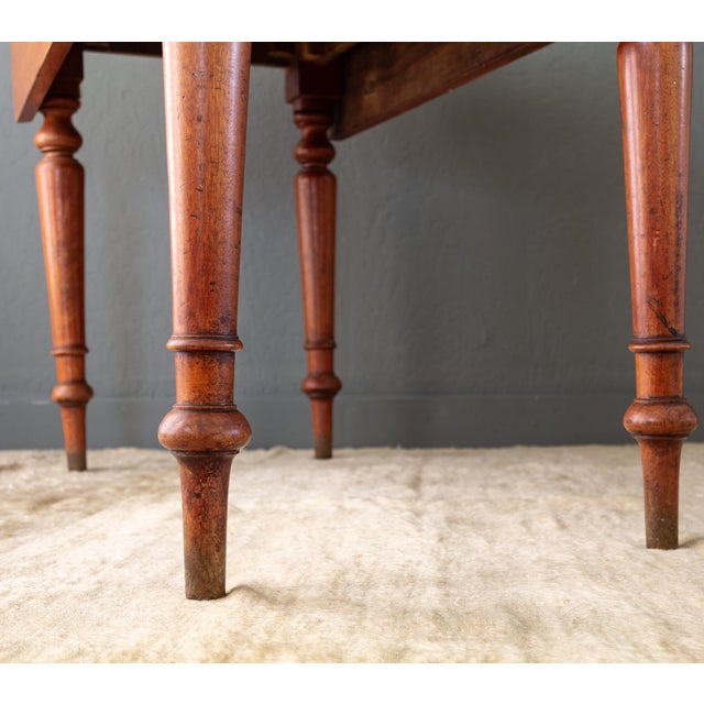 Brown Antique Drop Leaf Pembroke Console Table With Turned Legs For Sale - Image 8 of 12