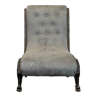 Elegant Vintage Lounge Chair With Tufted Upholstery and Ornate Legs For Sale
