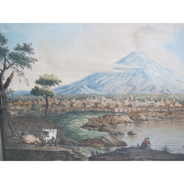 English Pietro Fabris Watercolor Engraving Plate XXXVI View of Mount Etna From Catania For Sale - Image 3 of 9