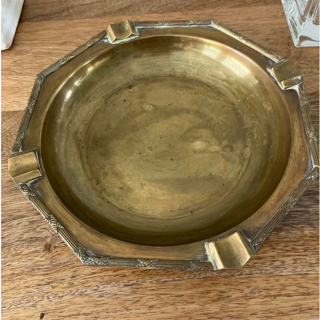 1960s Vintage Large Brass Octagon Ashtray Catchall For Sale In Houston - Image 6 of 8