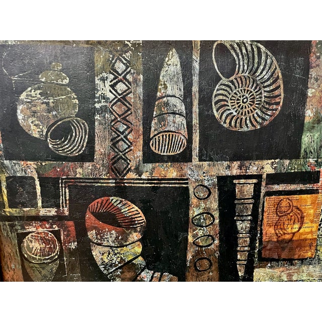 There’s a weathered, driftwood feel to this painting, "Archaeology" by California artist R.W. (Richard) Hackett...