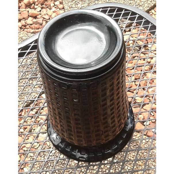 Vintage Black Milk Glass Basket Weave Vase For Sale - Image 4 of 5