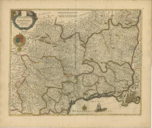 Hand-Colored Map of Languedoc in France by Frederik De Wit, 1688
