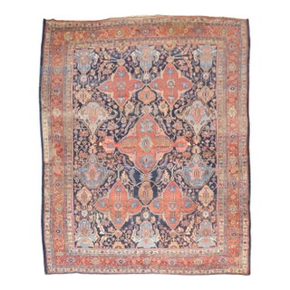 Antique Zabihi Collection Large Scale Worn Persian Bidjar Rug - 9'5" x 12'7" For Sale