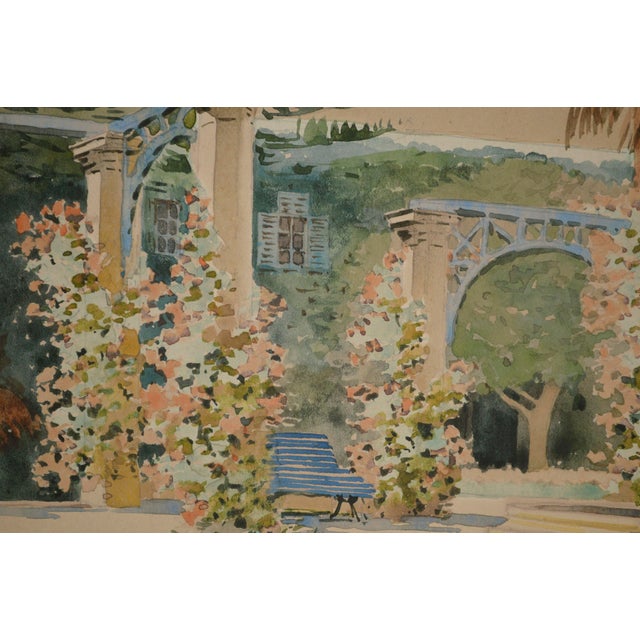 "San Anton Palace Malta" Early 20th Cent. Garden and Fountain Watercolor by Nicholas Krasnoff For Sale - Image 4 of 11