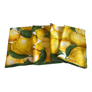 Vintage Lemon Motif Dinner Napkins - Set of 4 For Sale