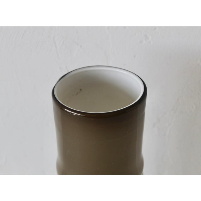 Scandinavian Style Handcrafted Modern Faux Bamboo Gray Glass Vase For Sale - Image 9 of 14