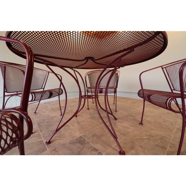 Mid-Century Russell Woodard Grapevine Wrought Iron Patio Dining Set, 5 Pieces, C. 1950s, Attributed For Sale - Image 16 of 16