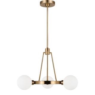 Sean Lavin By Visual Comfort Studio Clybourn 3-Light Chandelier in Satin Brass For Sale