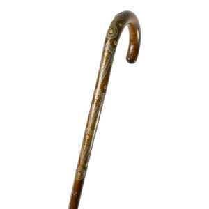 19th Century English or Russian Silver Pique Work Cane Walking Stick