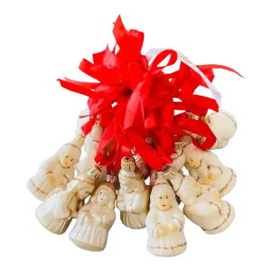 1970s Vintage European White Angels Christmas Ornaments -25 PCS N a Gift Box