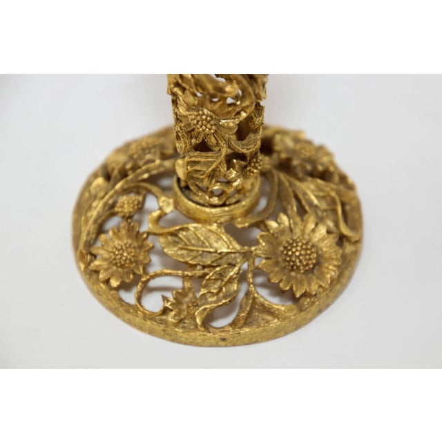 Vintage Matson Ormolu Gold Tone Metal Filigree Bud Vase Holder 1940's For Sale - Image 12 of 13