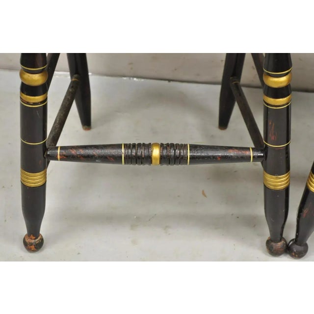 Late 19th Century Antique Hitchcock Black and Gold Harvest Stencil Rush Side Chairs - a Pair For Sale - Image 4 of 11
