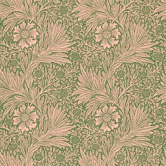 Morris & Co Marigold Wallpaper in Pink/Olive - a Sample For Sale