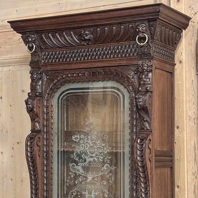 Wood Pair 19th Century Flemish Bookcases With Etched Glass For Sale - Image 7 of 18
