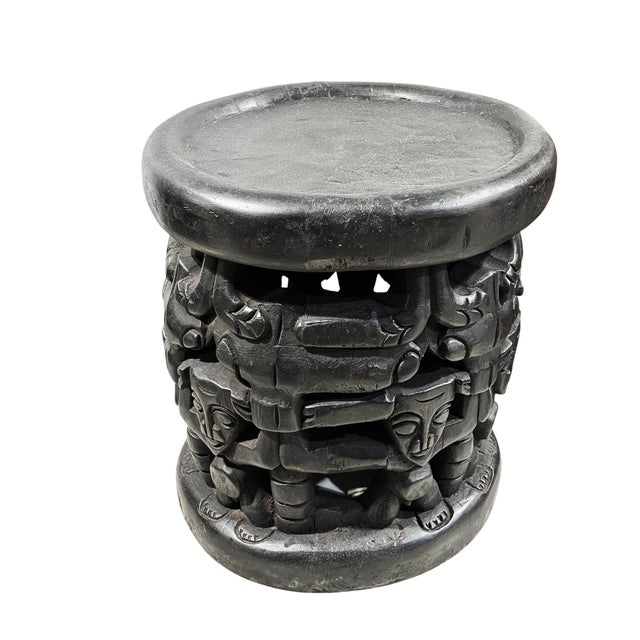 Black Vintage Lg Tribal Nobility Bamileke Spider Stool/Table Cameroon 16.5" H For Sale - Image 8 of 9