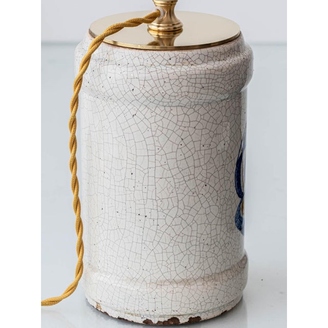 Antique Renaissance Revival Majolica Albarello Table Lamp from Deruta, Italy, 1870s For Sale - Image 5 of 12