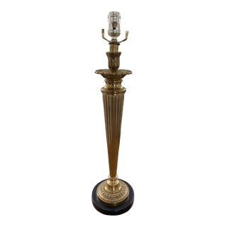 Mid to Late Twentieth Century Tall Antique Brass Candlestick Lamp For Sale