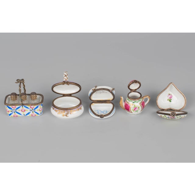 Limoges French Hand Painted Porcelain Boxes, Set of 5 For Sale - Image 10 of 10