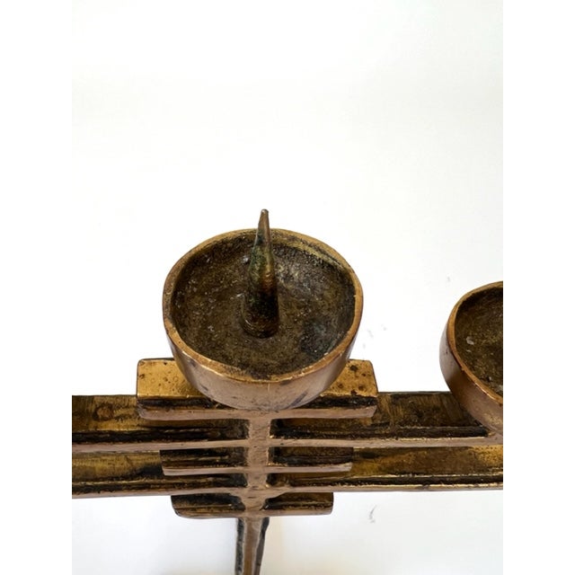 Brass 1960's Brass Brutalist Candelabra For Sale - Image 8 of 11
