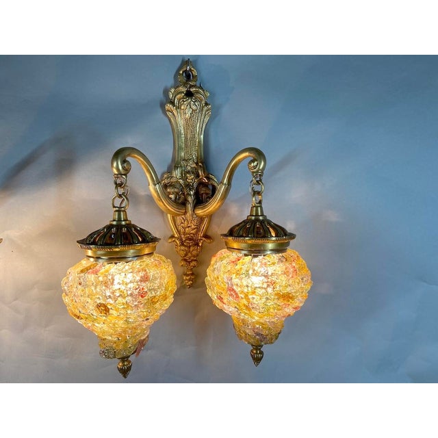 1980 Louis XVI Gold Bronze Wall Lamp Sconce Pair - 2 PCS For Sale - Image 10 of 15