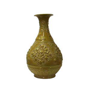 Handmade Ceramic Yellow Dimensional Flower Pattern Vase