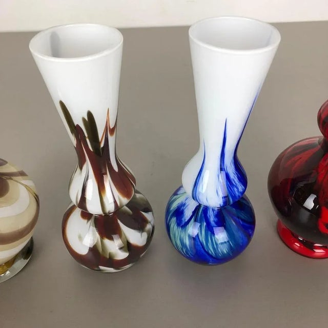 Vintage Multicolored Opaline Florence Vases, Italy, 1970s, Set of 4 For Sale - Image 9 of 14