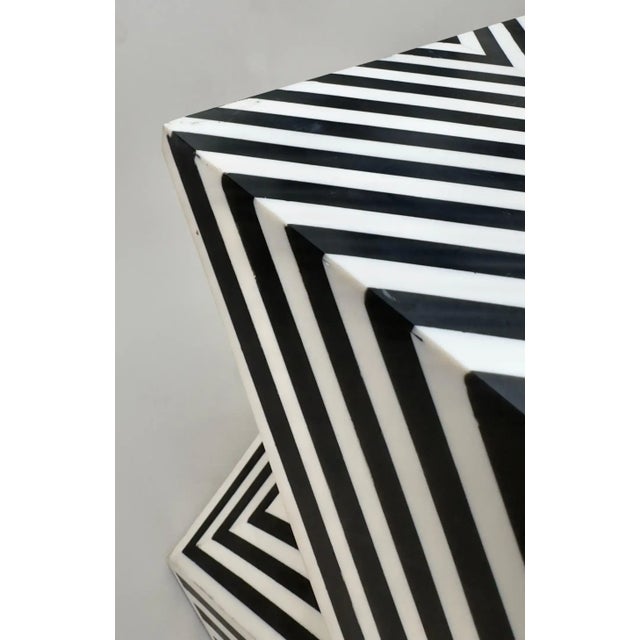 Art Deco Style Black and White Resin Sculptural Side, End Table or Stool, a Pair For Sale - Image 9 of 12