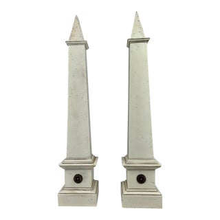 Grand Tour Faux Ivory Neo-Classical Obelisks - a Pair For Sale