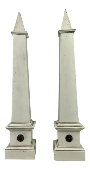 Grand Tour Faux Ivory Neo-Classical Obelisks - a Pair