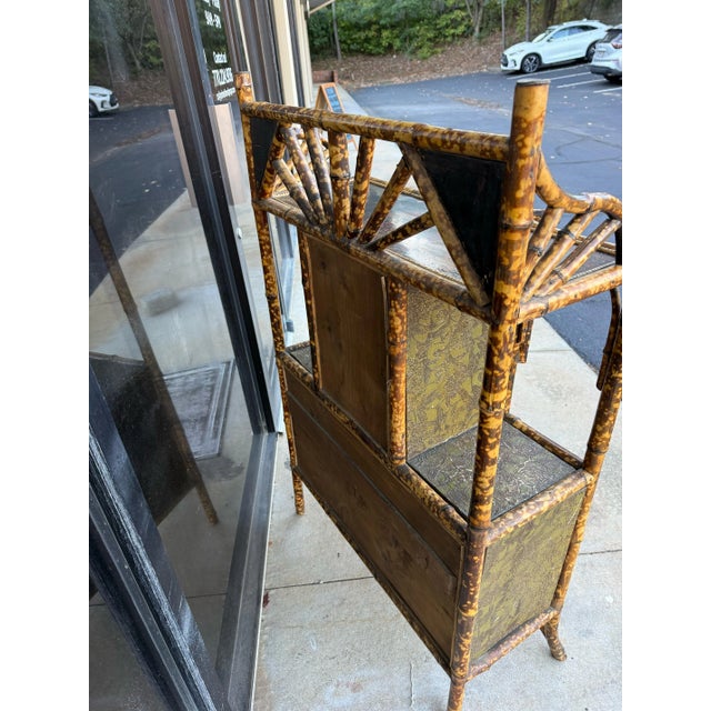 Traditional 19th-C. Aesthetic Movement English Burnt Tortoise Bamboo Chinoiserie Cabinet For Sale - Image 3 of 7