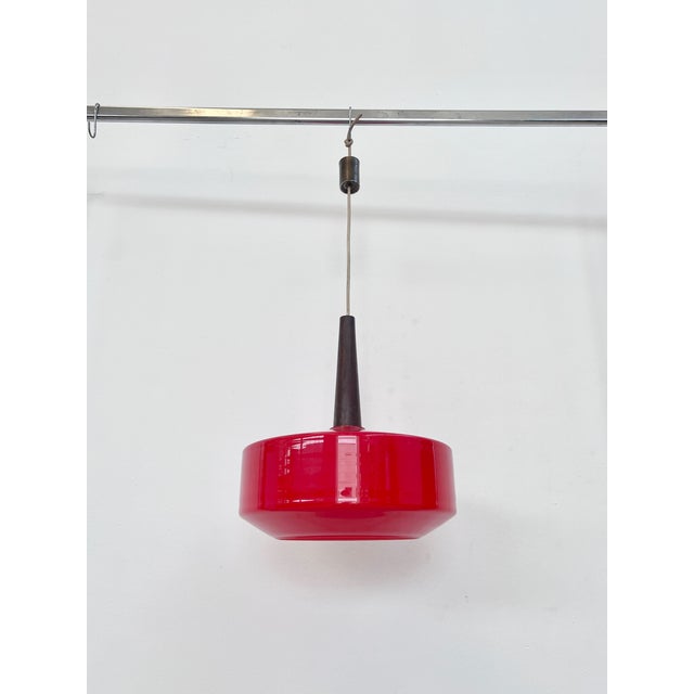 Red Ceiling Lamp in Glass, 1970s For Sale - Image 3 of 8