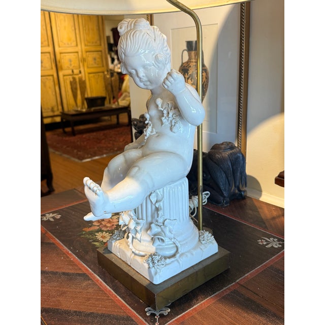 1960s Italian Blanc Du Chin Cherub Lamps - a Pair For Sale - Image 15 of 17