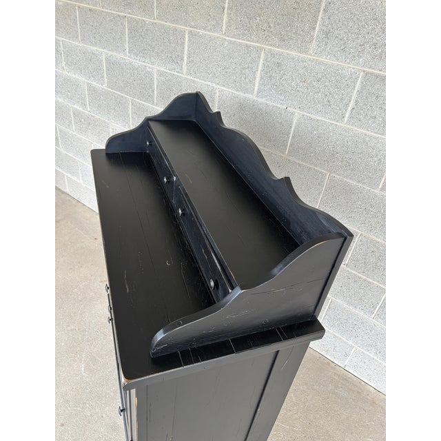 Late 20th Century Broyhill Attic Heirloooms Ebonized Oak Jelly Cupboard - Hutch For Sale - Image 10 of 12