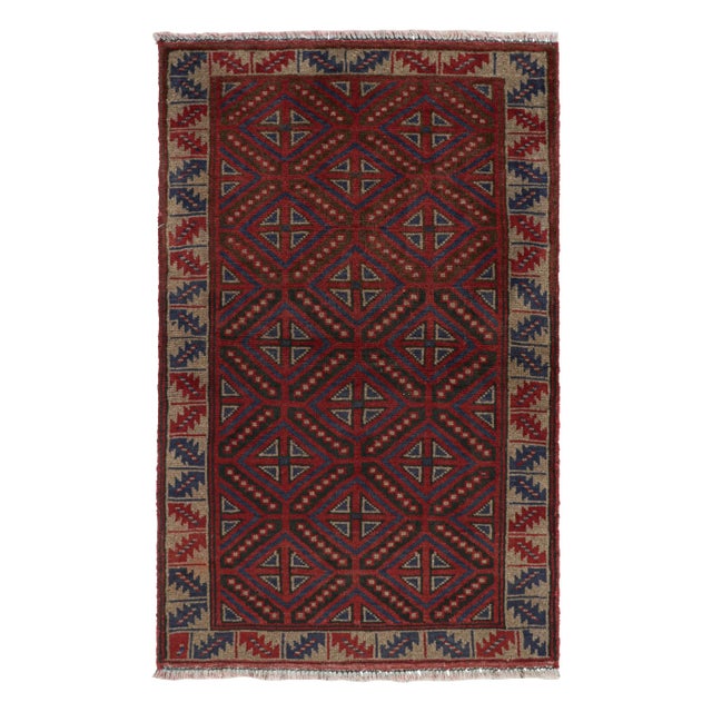 Textile Rug & Kilim’s Baluch Tribal Rug With Red, Beige and Navy Blue Geometric Patterns For Sale - Image 7 of 7