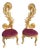 Pair Late 20th C Italian Rococo Gold Beech Side Chairs W/ Burgundy Velvet - 2 Pieces For Sale