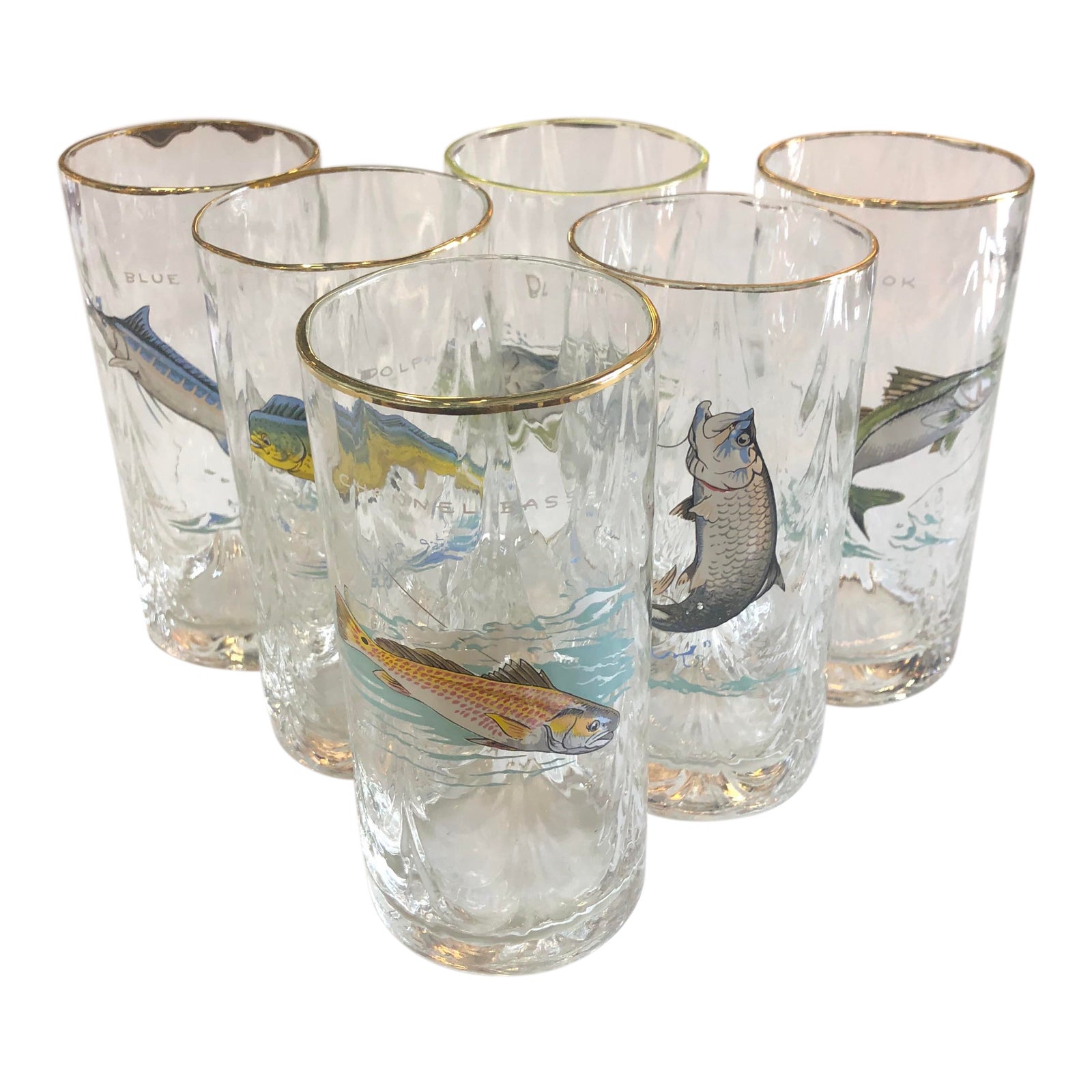 Vintage Ned Smith Fish Glasses a Set of 6 Chairish
