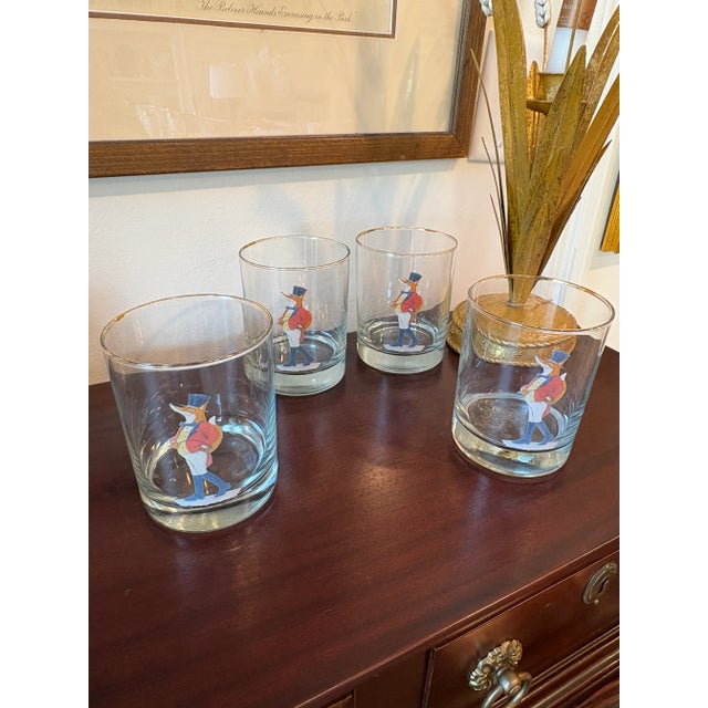 English Vintage Snooty Fox Lowball Glasses, Set of 4 For Sale - Image 3 of 4
