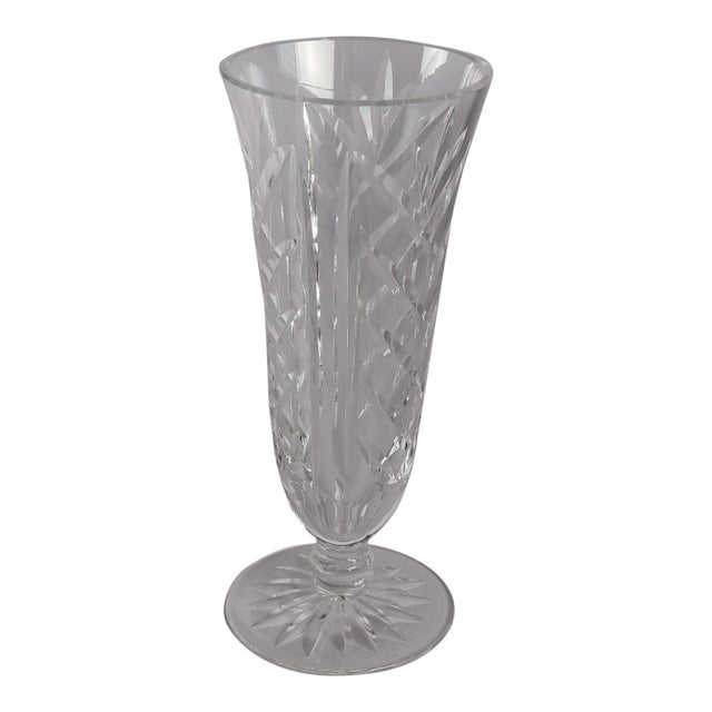 Signed Waterford Crystal Footed Vase 7” Flared Cut Crystal Ireland For Sale